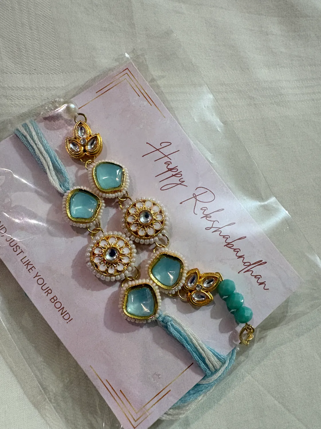 Turquoise Kundan Rakhi